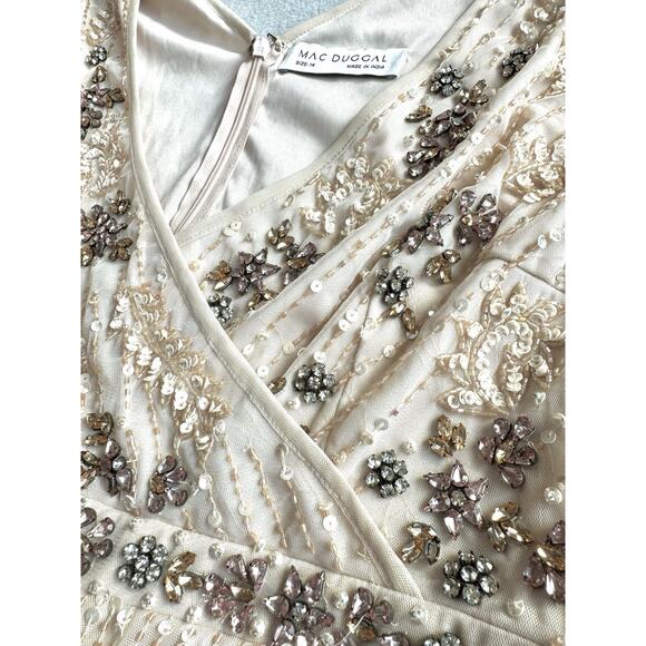 MAC DUGGAL 14 Embellished Wrap Cap Sleeve A-Line Evening Gown 93575 NWT $998 - Picture 15 of 16